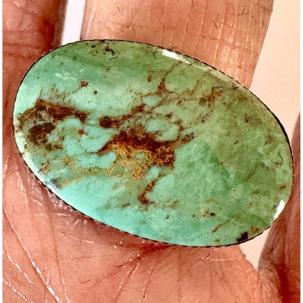 Navajo Horizontal Oval Turquoise Ring Sz 6 Fannie Platero Sterling Native Amer